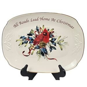 Lenox Winter Greetings All Roads Lead Home Cardinal Serving Tray 14in 835200‎